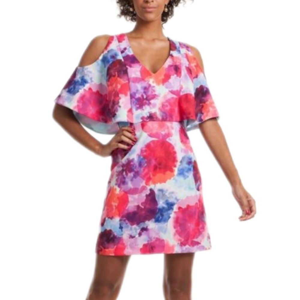Trina Turk Oakhurst Dress Womens 6 Cold Shoulder Kimono Sleeve Bright Summer NWT